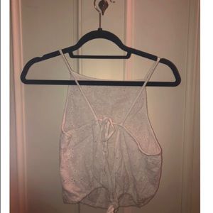 white floral tie back crop top